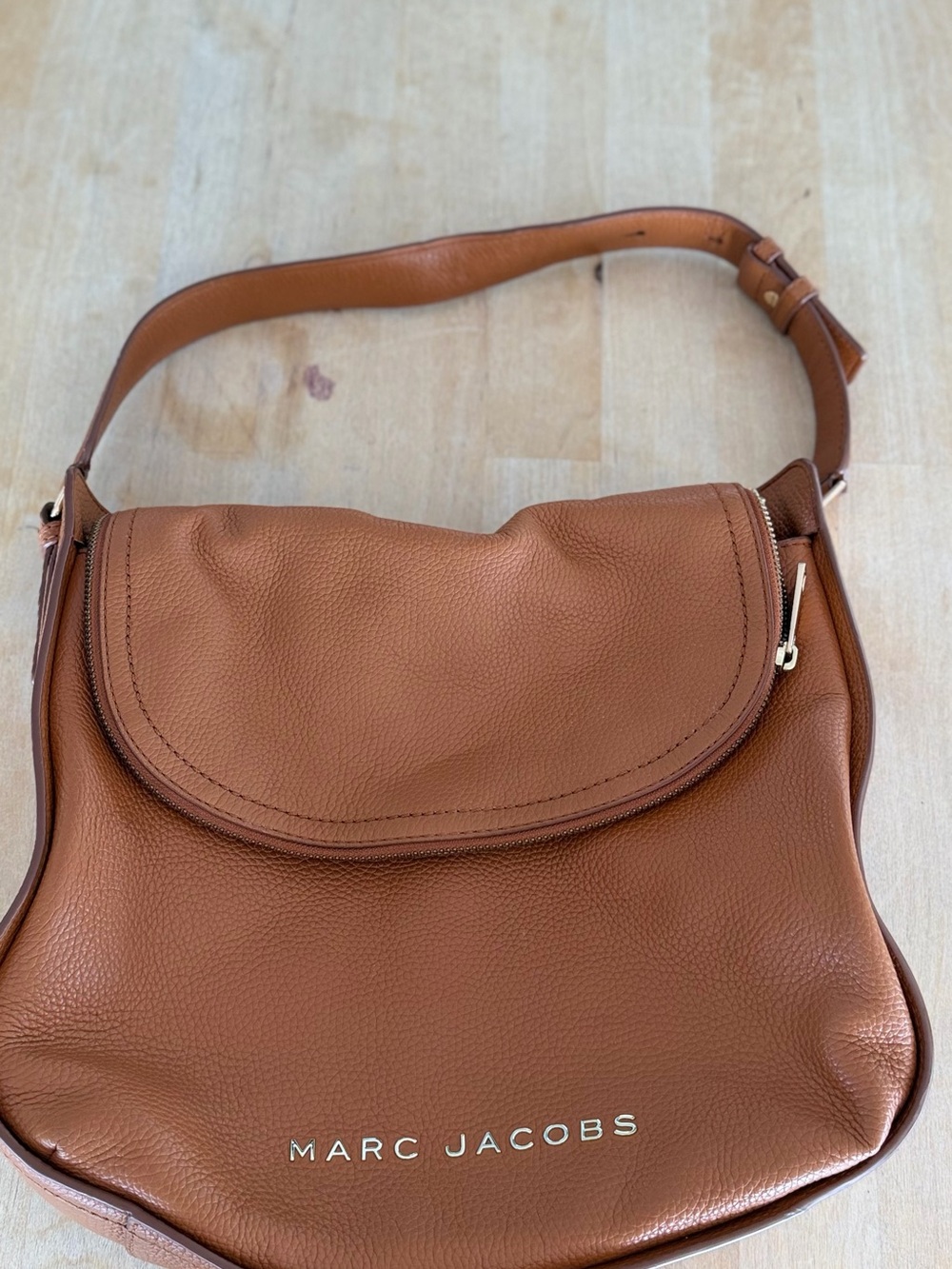Marc Jacobs Cognac Pebbled Leather Shoulder Bag
